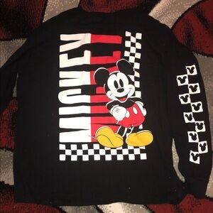 Disney Mickey Mouse Black and Red Long Sleeve Tee
